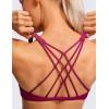 imageCRZ YOGA Womens Strappy Sports Bra  Criss Cross Back Padded Medium Support Wireless Gym Cami Workout YogaMagenta Purple