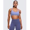 imageCRZ YOGA Womens Strappy Sports Bra  Criss Cross Back Padded Medium Support Wireless Gym Cami Workout YogaPeriwinkle Purple