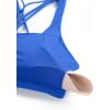 imageCRZ YOGA Womens Strappy Sports Bra  Criss Cross Back Padded Medium Support Wireless Gym Cami Workout YogaWaves Blue