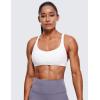 imageCRZ YOGA Womens Strappy Sports Bra  Criss Cross Back Padded Medium Support Wireless Gym Cami Workout YogaWhite