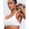 imageCRZ YOGA Womens Strappy Sports Bra  Criss Cross Back Padded Medium Support Wireless Gym Cami Workout YogaWhite