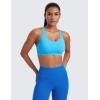 imageCRZ YOGA Womens Strappy Sports Bras Fitness Workout Padded Yoga Top Criss Cross Back CamiKayak Blue