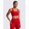 imageCRZ YOGA Womens Strappy Sports Bras Fitness Workout Padded Yoga Top Criss Cross Back CamiRed Chili