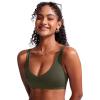 imageCRZ YOGA Womens V Neck Bikini Tops Bathing Suit V Back Wide Straps Swim Bra Padded SwimsuitDark Olive