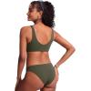 imageCRZ YOGA Womens V Neck Bikini Tops Bathing Suit V Back Wide Straps Swim Bra Padded SwimsuitDark Olive