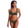 imageCRZ YOGA Womens V Neck Bikini Tops Bathing Suit V Back Wide Straps Swim Bra Padded SwimsuitDark Olive