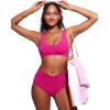 imageCRZ YOGA Womens V Neck Bikini Tops Bathing Suit V Back Wide Straps Swim Bra Padded SwimsuitGranita Pink