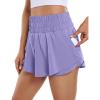imageCRZ YOGA Athletic Shorts for Women High Waisted Flowy Ruffle Skirt Overlay for Workout Running Tennis with Zip PocketDark Lavender Purple