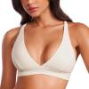 imageCRZ YOGA Butterluxe Deep VNeck Sports Bras for Women  Spaghetti Strap Criss Cross Padded Top Low Coverage Wireless YogaWhite Apricot