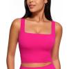 imageCRZ YOGA Butterluxe Womens Square Neck Longline Sports Bra  Workout Crop Tank Tops Padded Yoga Camisole with Built in PadsGranita Pink
