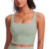 imageCRZ YOGA Butterluxe Womens Square Neck Longline Sports Bra  Workout Crop Tank Tops Padded Yoga Camisole with Built in PadsGreen Palm Court