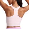 imageCRZ YOGA Butterluxe Womens YBack Racerback Longline Sports Bra  Padded Scoop Neck Workout Crop Tank Top with Built in PadsStrawberry Pink