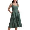 imageCRZ YOGA Cloudweight Double Lined Square Neck Midi Dresses for Women Casual Summer Sleeveless Outfits with Side PocketsGraphite Green