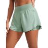 imageCRZ YOGA Double Layer Running Shorts for Women 3quot High Waisted 2 in 1 for Athletic Tennis Workout with Zip PocketsGreen Palm Court