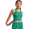 imageCRZ YOGA Girls Butterluxe Double Lined Tank Tops High Neck Racerback Cropped Basic Sleeveless Dance YogaCascadia Green