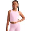 imageCRZ YOGA Girls Butterluxe Double Lined Tank Tops High Neck Racerback Cropped Basic Sleeveless Dance YogaPink Peony