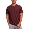 imageCRZ YOGA Mens Cotton Polyester Short Sleeve TShirt Classic Fit Casual Workout Tops Soft Premium TeeRed Merlot