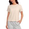 imageCRZ YOGA Pima Cotton Short Sleeve Workout Tops for Women Loose Basic TShirts Athletic Gym Casual ShirtsWhite Opal
