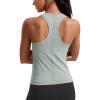 imageCRZ YOGA Seamless Womens Breathable Workout Tank Tops Racerback High Neck Sleeveless Running Athletic ShirtsGreen Palm Court