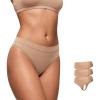 imageCRZ YOGA Soft High Rise Thongs for Women  Sexy Tagless Comfortable Panties Smooth Stretch Breathable Ladies Underwear 3 PackWarm Beige 3pack
