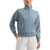 imageCRZ YOGA SoftAura Half Zip Sweatshirt for Women Long Sleeve Pullover Workout Casual Funnel Neck Tops with PocketBelgian Blue
