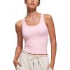imageCRZ YOGA Softembrace Casual Tops for Women Soft Double Lined Scoop Neck Crop Sleeveless Shirts Basic Going Out TanksStrawberry Pink
