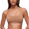 imageCRZ YOGA Softhold Womens Double Lined Bralettes  Scoop Neck Adjustable Straps Unlined Cami Wireless TShirt Everyday BraGravel Beige