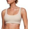 imageCRZ YOGA Softhold Womens Double Lined U Back Bralettes  Scoop Neck Unlined TShirt Everyday Bras Smooth Wireless CamiMojave Tan 2