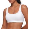 imageCRZ YOGA Softhold Womens Double Lined U Back Bralettes  Scoop Neck Unlined TShirt Everyday Bras Smooth Wireless CamiSnow White