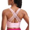 imageCRZ YOGA Strappy Longline Sports Bras for Women  Wirefree Padded Criss Cross Yoga Cropped Tank TopsStrawberry Pink
