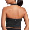 imageCRZ YOGA Womens Butterluxe Halter Longline Sports Bra  Padded Workout Yoga Crop Tops Tanks with Built in PadsDark Grey Camouflage 2
