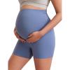 imageCRZ YOGA Womens Butterluxe Maternity Biker Shorts Over The Belly 4quot  Pregnancy Yoga Workout ActivewearOasis Blue