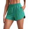 imageCRZ YOGA Womens High Waisted Running Shorts Mesh Liner 3 Dolphin Quick Dry for Athletic Gym Track Workout with Zip PocketCascadia Green