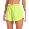 imageCRZ YOGA Womens High Waisted Running Shorts Mesh Liner 3 Dolphin Quick Dry for Athletic Gym Track Workout with Zip PocketNeon Yellow