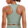 imageCRZ YOGA Womens Seamless Ribbed Longline High Neck Sports Bra  Racerback Padded Slim Fit Crop Tank Top with Built in PadsGreen Palm Court