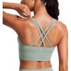 imageCRZ YOGA Womens Strappy Longline Sports Bra  Medium Impact Criss Cross Yoga Padded Workout Crop TopGreen Palm Court