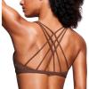imageCRZ YOGA Womens Strappy Sports Bra  Criss Cross Back Padded Medium Support Wireless Gym Cami Workout YogaCoffee Brown