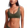 imageCRZ YOGA Womens V Neck Bikini Tops Bathing Suit V Back Wide Straps Swim Bra Padded SwimsuitDark Olive