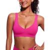 imageCRZ YOGA Womens V Neck Bikini Tops Bathing Suit V Back Wide Straps Swim Bra Padded SwimsuitGranita Pink