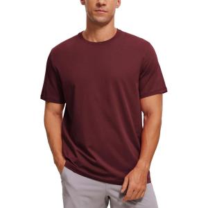 imageCRZ YOGA Mens Cotton Polyester Short Sleeve TShirt Classic Fit Casual Workout Tops Soft Premium TeeRed Merlot
