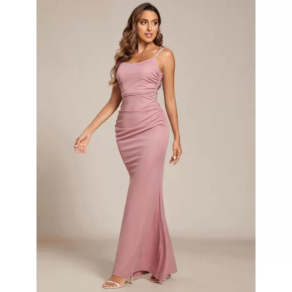 EverPretty Womens Crystal Spaghetti Strap Scoop Neck Glitter Bodycon Mermaid Evening Dress 01945Dusty Rose