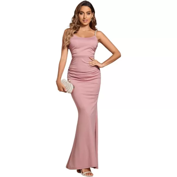 EverPretty Womens Crystal Spaghetti Strap Scoop Neck Glitter Bodycon Mermaid Evening Dress 01945Dusty Rose