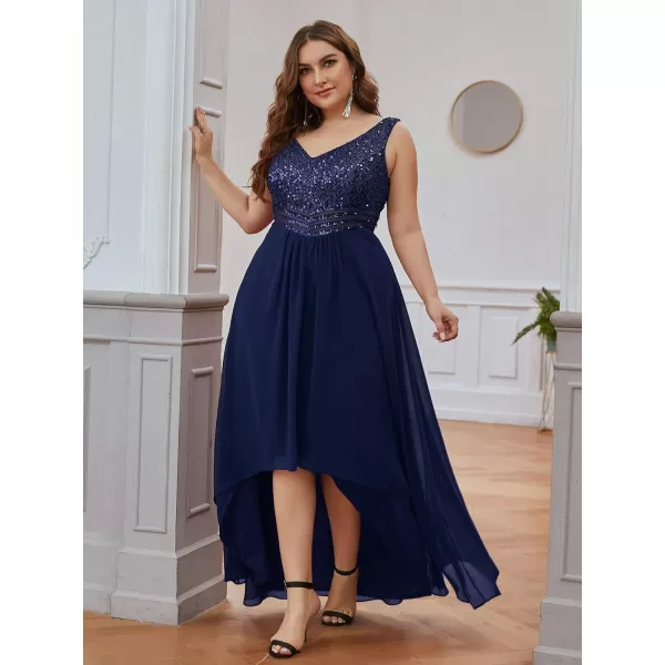 EverPretty Plus Womens V Neck Seuiqn Empire Waist Maxi Formal Evening Party Dress 0410DANavy Blue