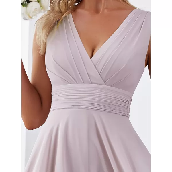 EverPretty Women V Neck Ruched Irregular Hem A Line Chiffon Short Cocktail Dress 03142USLilac