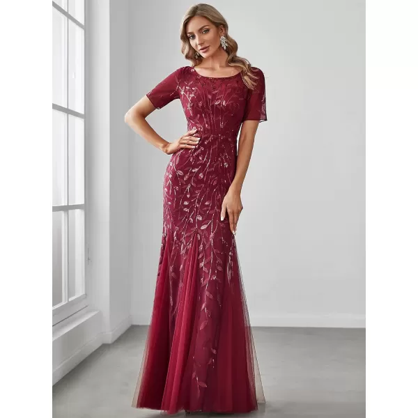 EverPretty Womens Customized Different Sleeves Aline Chiffon Formal Dress BurgundyGburgundy