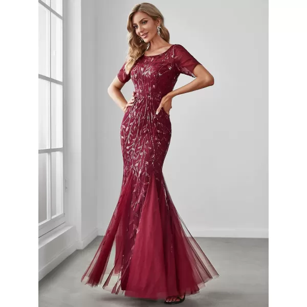 EverPretty Womens Customized Different Sleeves Aline Chiffon Formal Dress BurgundyGburgundy