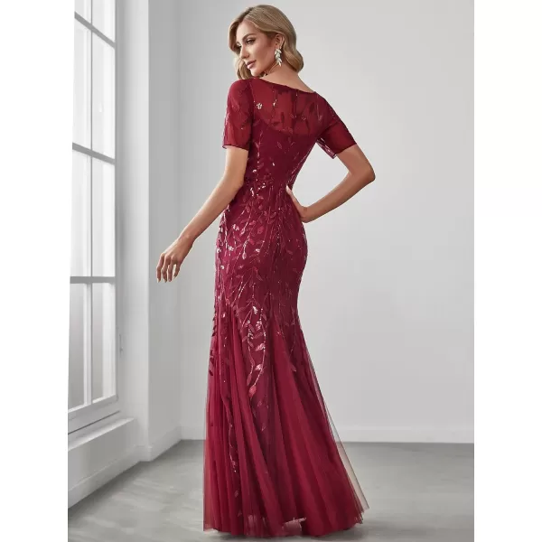 EverPretty Womens Customized Different Sleeves Aline Chiffon Formal Dress BurgundyGburgundy