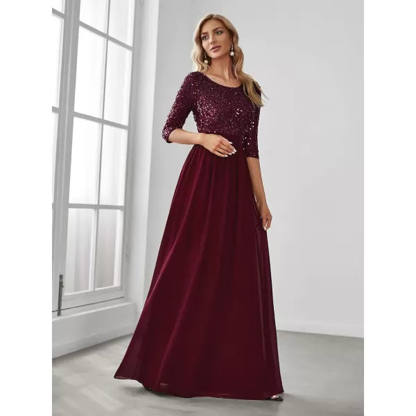 EverPretty Womens Customized Different Sleeves Aline Chiffon Formal Dress BurgundyHburgundy