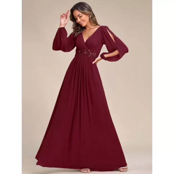 EverPretty Womens Customized Different Sleeves Aline Chiffon Formal Dress BurgundyJburgundy