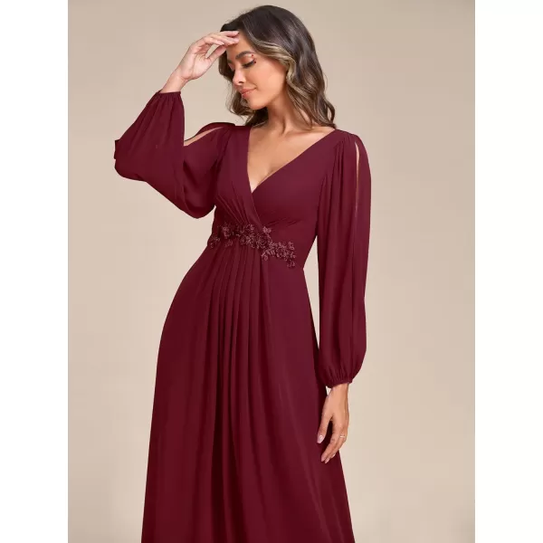 EverPretty Womens Customized Different Sleeves Aline Chiffon Formal Dress BurgundyJburgundy